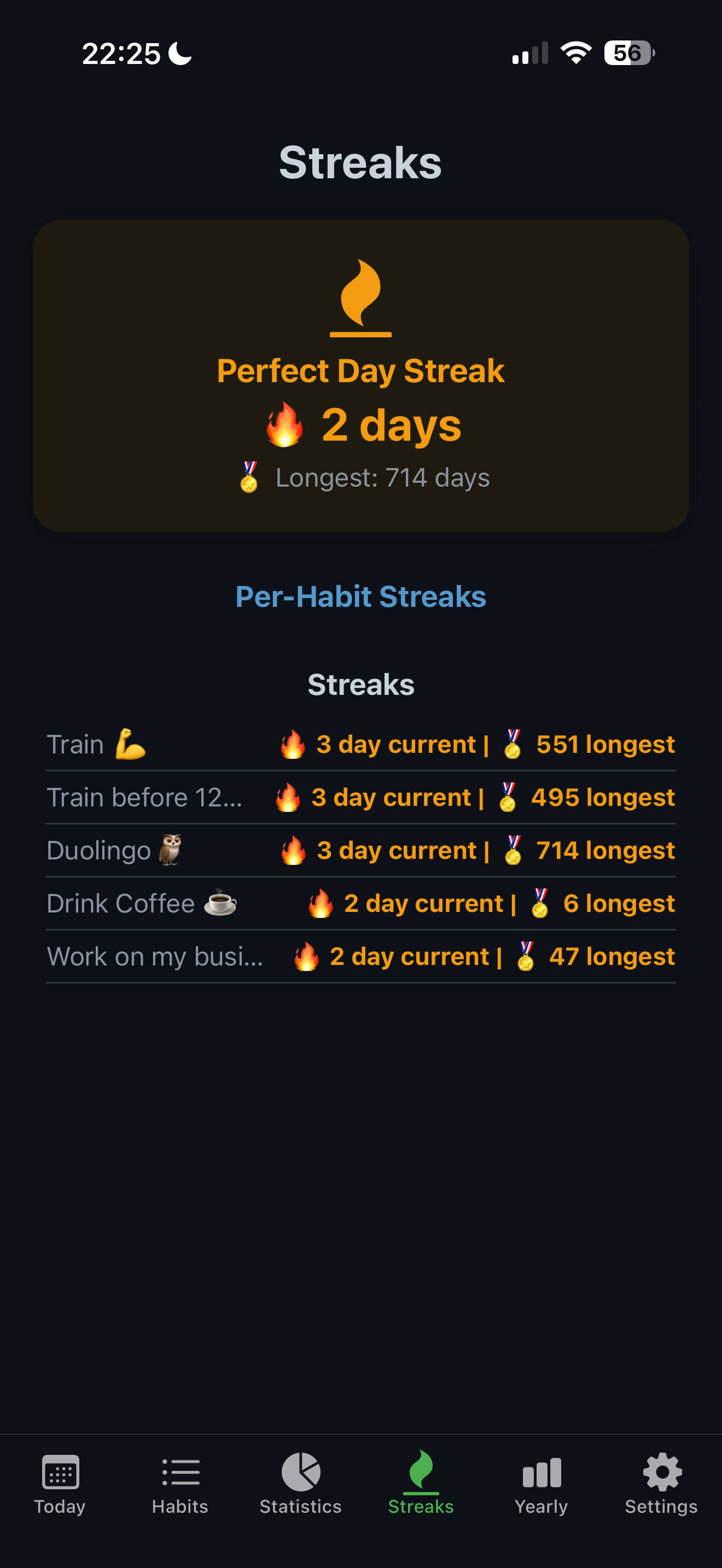 Habitao streaks screen
